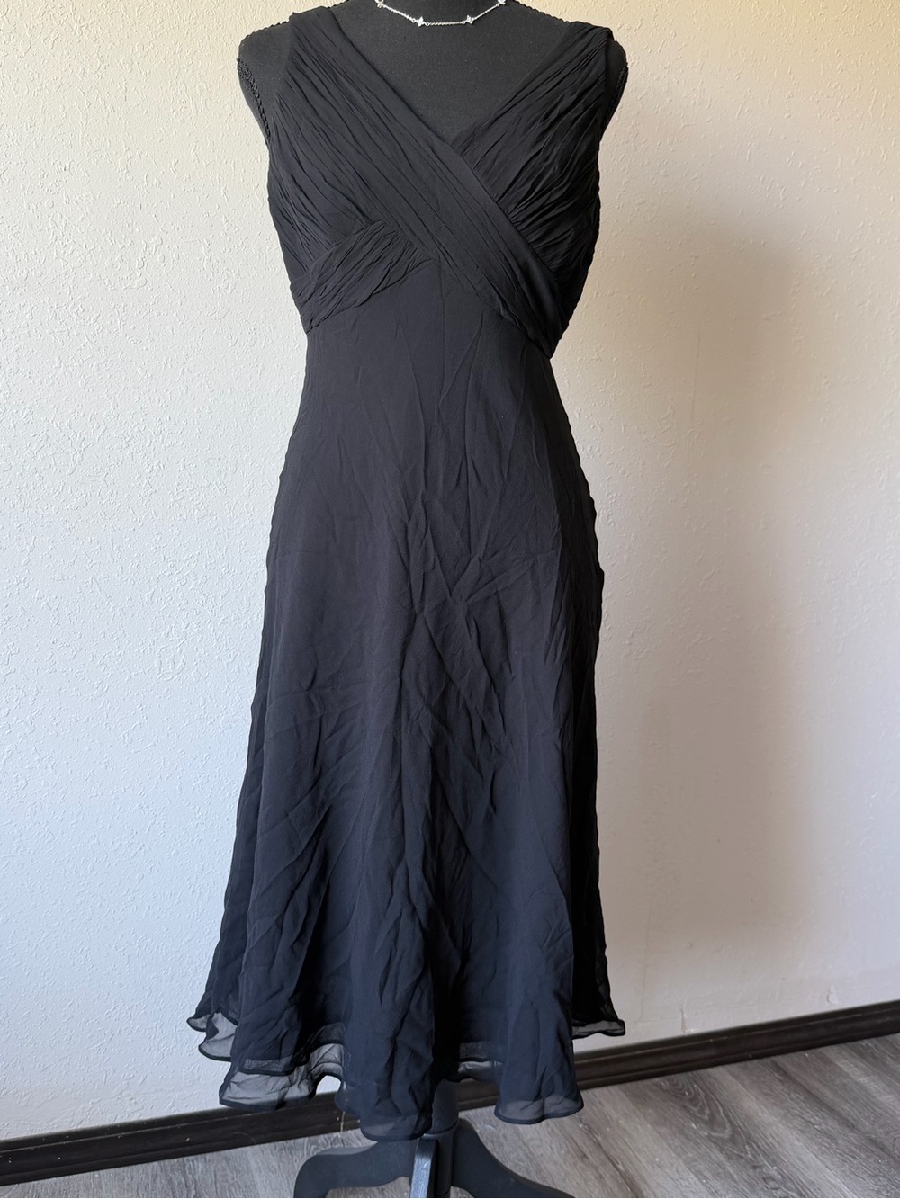 Vintage Anne Klein Black Chiffon Cocktail Dress